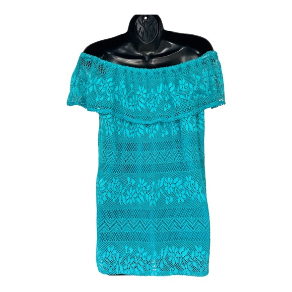 New Directions Cold Shoulder Eyelet Woven Top Size M - Picture 4 of 5